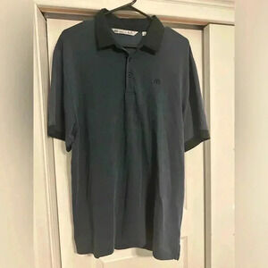 Travis Mathew Men's Size Large Polo Golf Shirt Navy Blue & Black Pima Cotton EUC